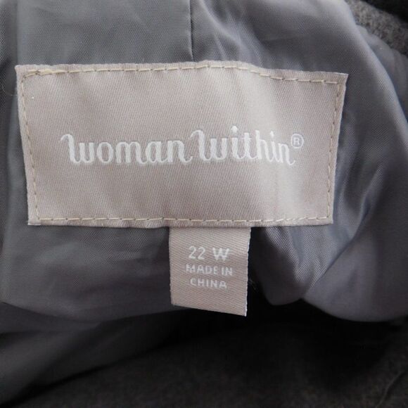 Woman Within Plus Size Wool Blend Coat Button Front Gray Pockets LIned Size 22W - Picture 3 of 6